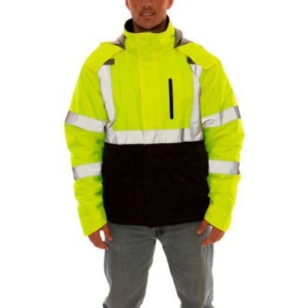TINGLEY RUBBER Tingley® Narwhal„¢ Heat Retention Jacket, Fluorescent Yellow/Green & Black, 2XL J26142.2X